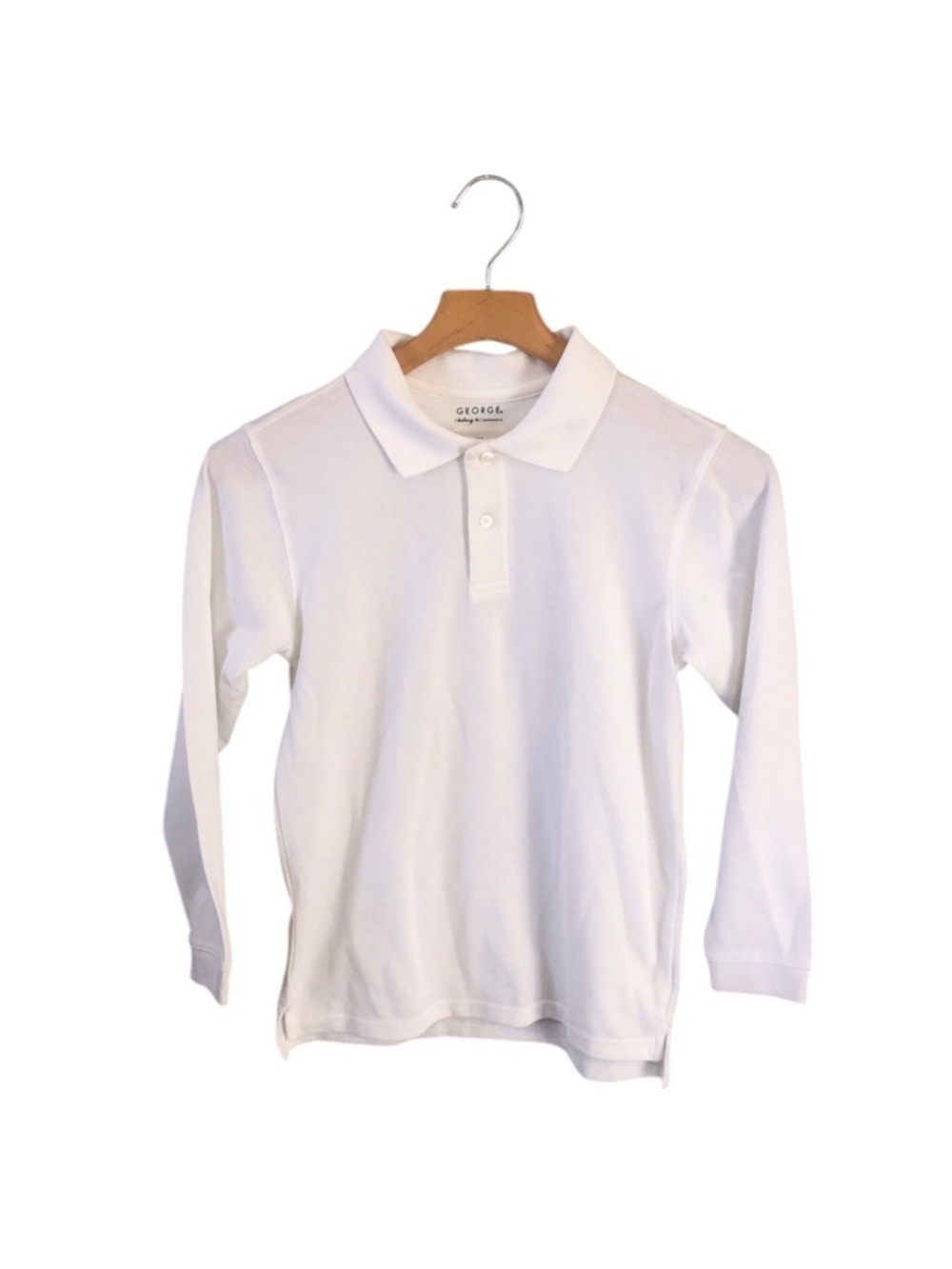 George White Long Sleeve School Uniform Polo Collared Shirt Large 10-12